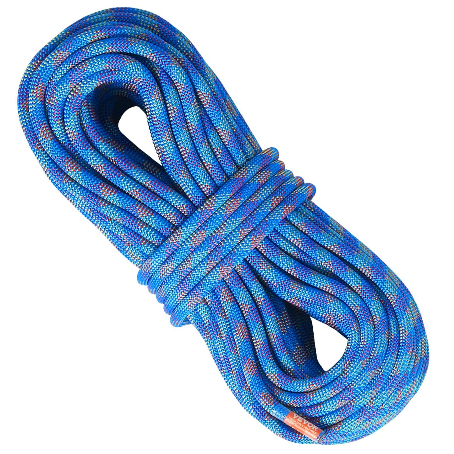 VEVOR 10.2mm Dynamic Climbing Rope, 40M(131ft) Outdoor Rock Climbing Rope 25KN Breaking Tension, Stretchable Fiber Rope with Steel Snap Hooks for Escape, Rappelling, Fire Rescue, Blue