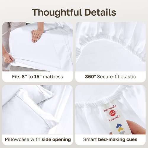 California Design Den Twin Sheet Set - 100% Cotton, 400 Thread Count, Silky Smooth Sateen - White