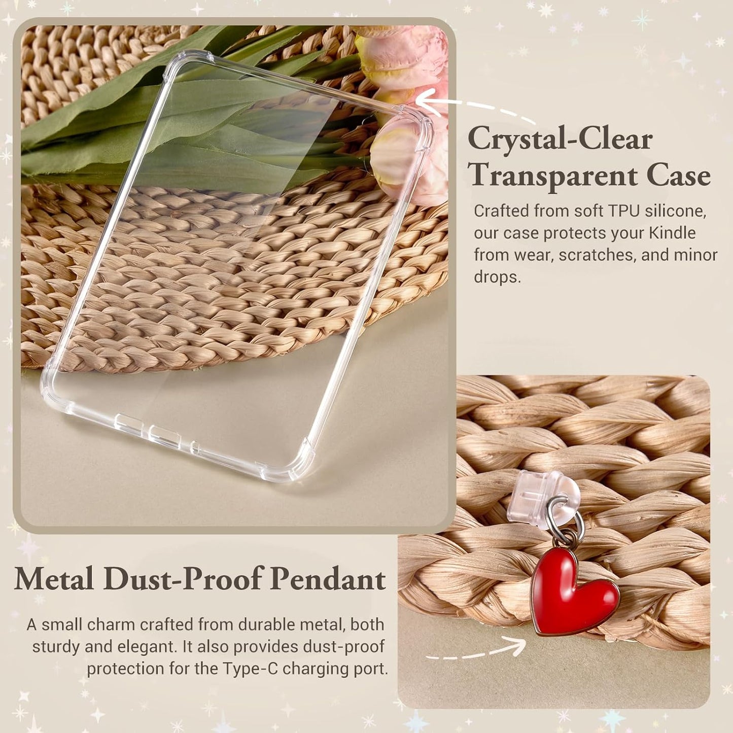 CoBak 7" 6 1 Clear Case for All-New E-Readers - with Pcs Inserts Cardstock Paper, Pcs Dust Plug, not Compatible
