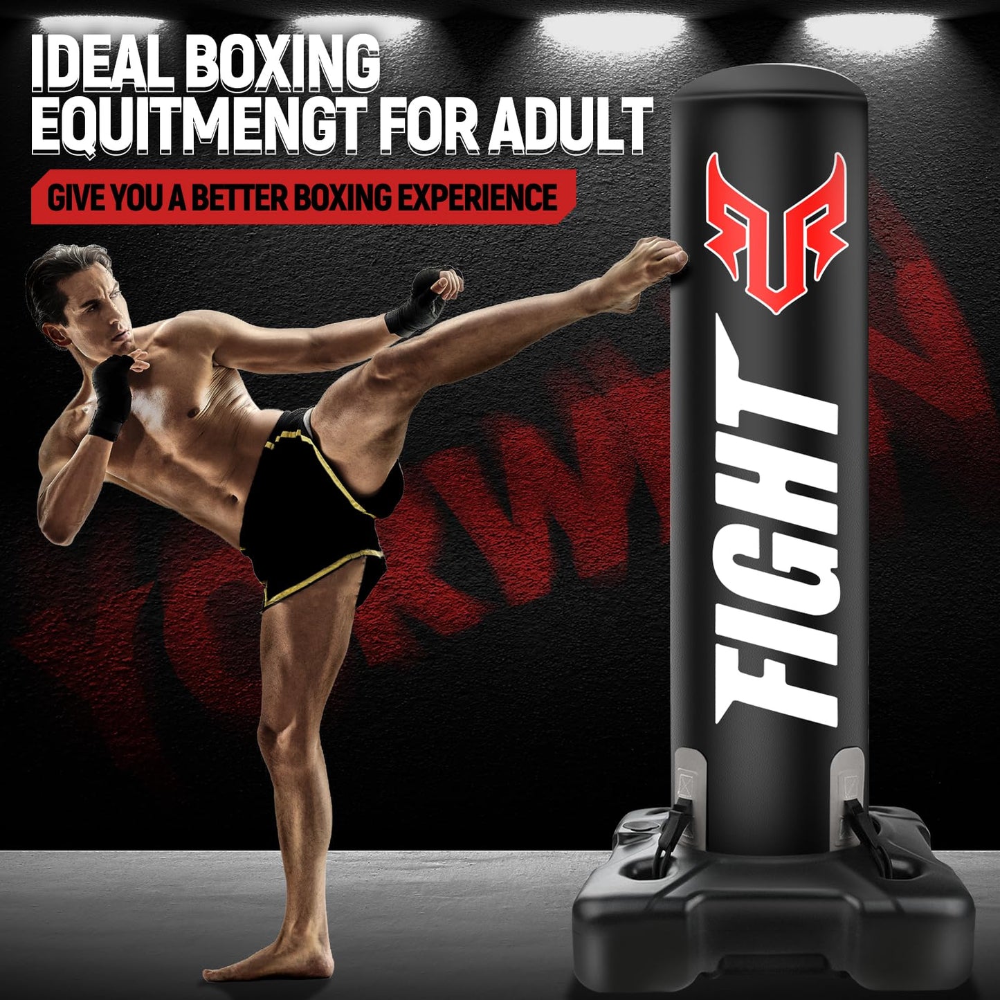 Standing Punching Bag for Adults, Upgrated Base Heavy Bag with Stand Boxing Training Equipment with MMA Gloves and Pump, 0.7mm Thickening Material Kicking Bag for Home Gym Workout Muay Thai Fitness