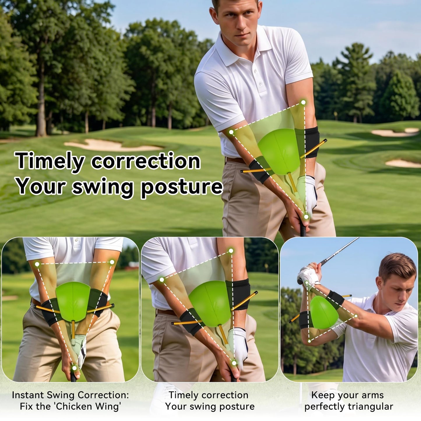 MJDYTYT The Connector Golf Training Aid,Golf Trainer Aid for Posture Correction Practice, Golf Swing Aid Helps Train Proper Swing Mechanics & Arm Structure, Gift for Beginners Men Women