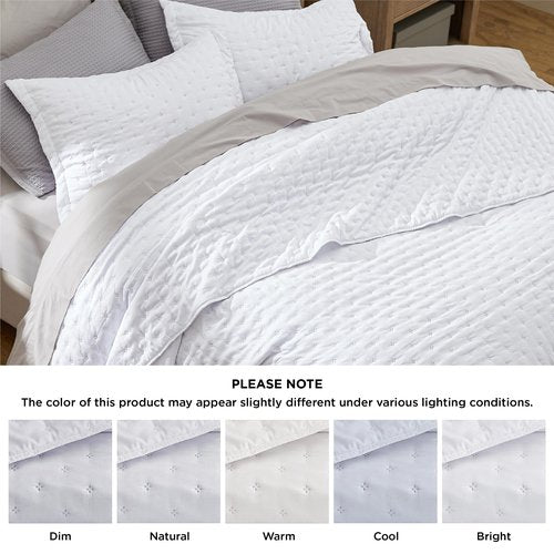 Bedsure King Quilt - Bright White Bedspread King Size & Lightweight Comforter, Modern Coverlet with Clover Pattern, Ultra Soft All-Season Bedding, 106 x 96 Inches
