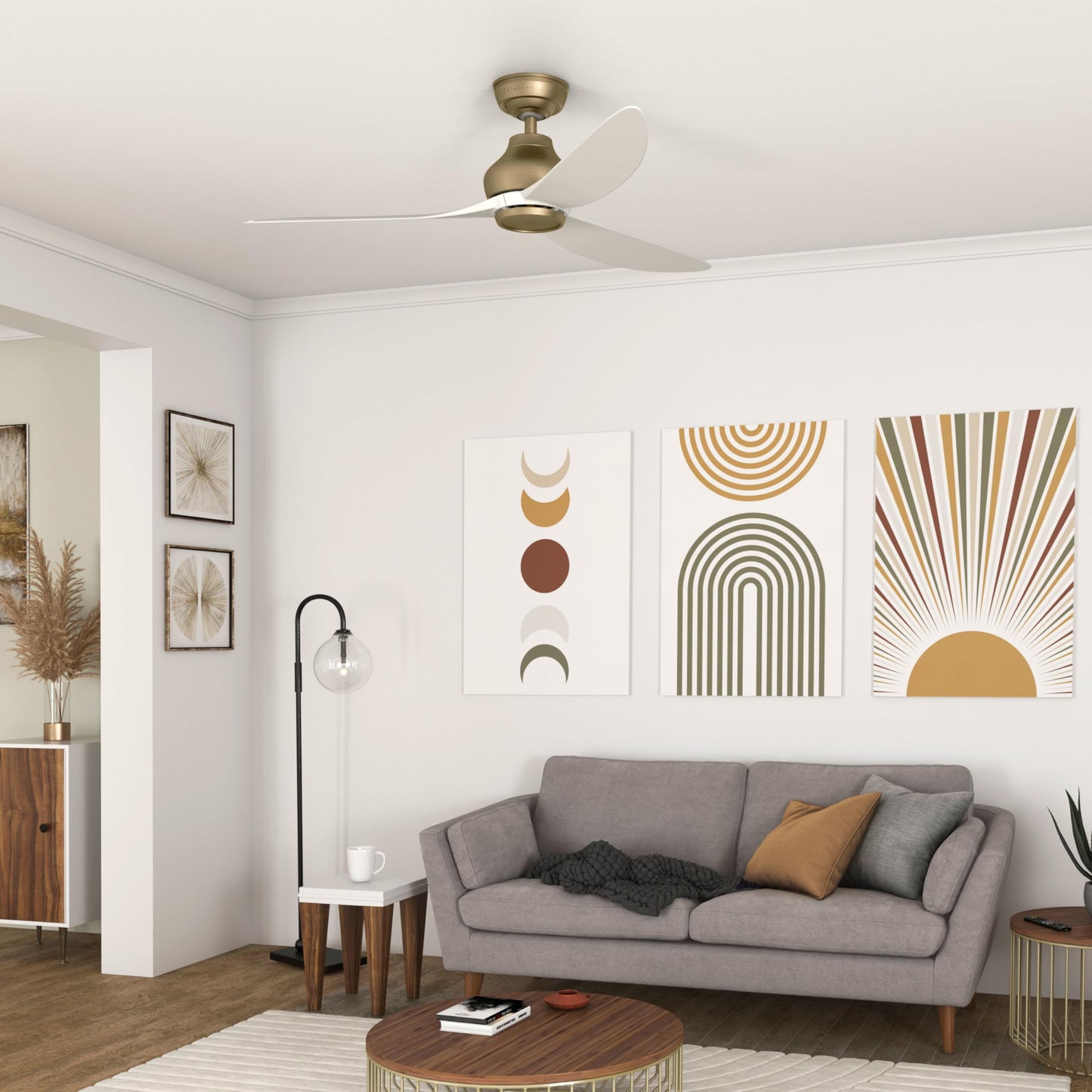 Casablanca - Eyla Indoor/Outdoor Ceiling Fan, 52-inch, 6-speed DC Motor, Energy Star, for porches, patios, sunrooms, bathrooms (Luxe Gold)