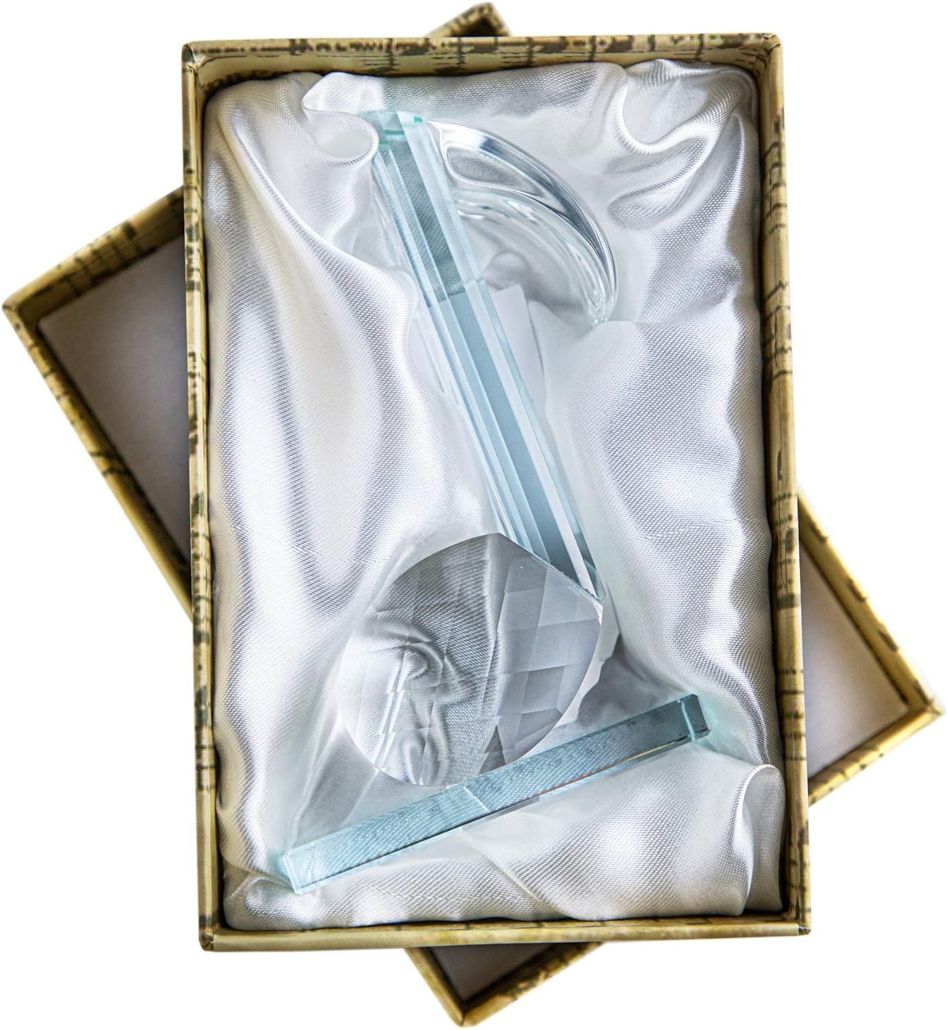 QFkris Crystal Eighth Note Figurine - 5'' Musical Glass Sculpture for Home Decor & Gifts