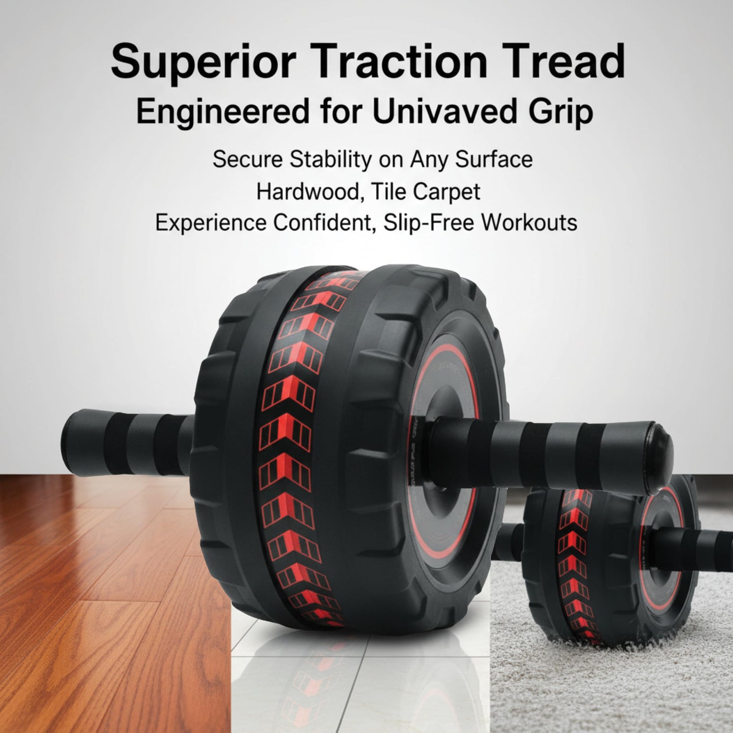 SaintCos Ab Roller Wheel for Abs Workout - Core Strength Training Equipment for Home Gym with Knee Pad, Abdominal Exercise Wheel for Men and Women (Red)