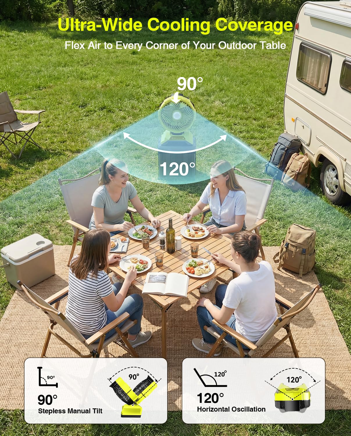 TaskStar 13" 8 Gal Outdoor Misting Fan, Rechargeable 30000mAh Misting Fans for Outside, 7-30H Runtime, Remote Control & Oscillation, Portable Cooling Fan for Patios Camping Garage Golf Sports Travel