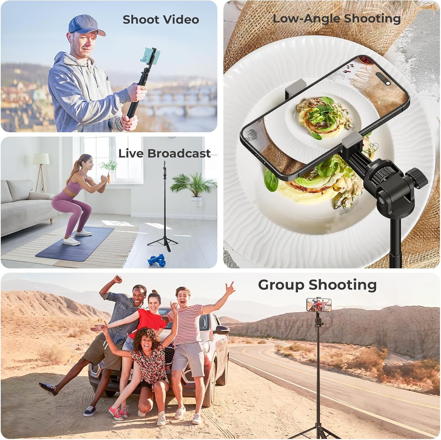 Auleda 70" Insta360 Selfie Stick Tripod for Gopro Action Camera, Lightweight Phone Tripod Stand with Wireless Remote