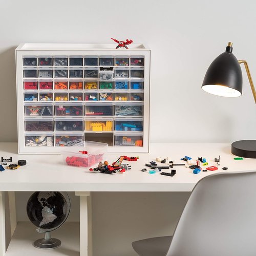IRIS USA 44-Drawer Storage Cabinet - Stackable Organizer for Screws, Nuts, Bolts & Crafts - White