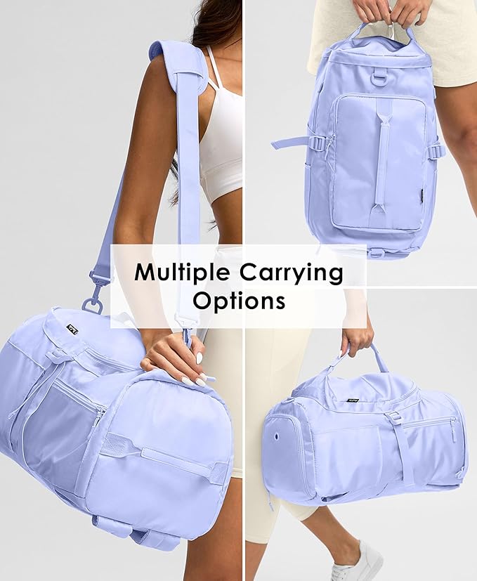Gym Bag for Women Workout Gym Backpack with Shoe Compartment Sports Duffel Bag Multiple Pockets 30L (Lavender)