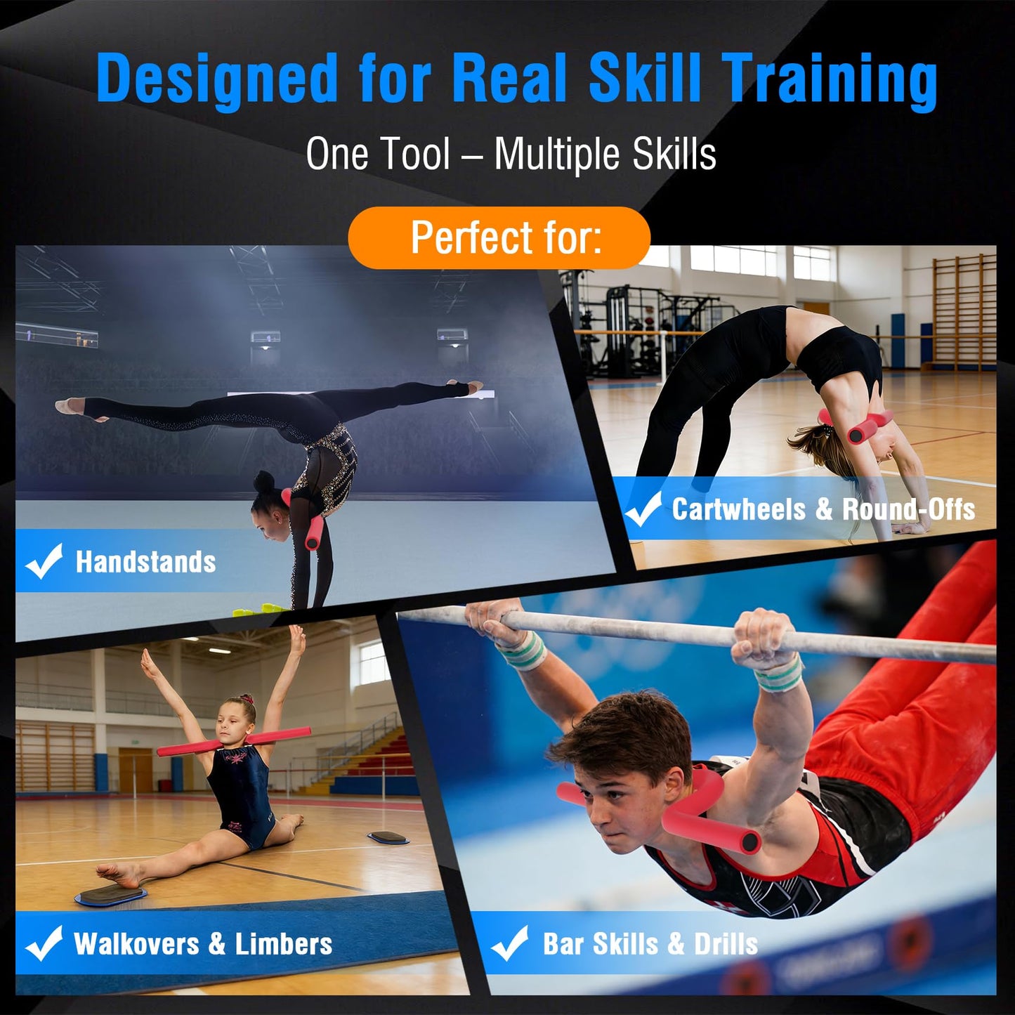 Gymnastics Open Shoulder Trainer for Kids & Teens, Open Shoulder Trainer Model OST-826, 8 x 26 x 2 in Padded Shoulder Alignment Training Aid for Tumbling, Cheerleading, Handstands & Bar Skills，Red