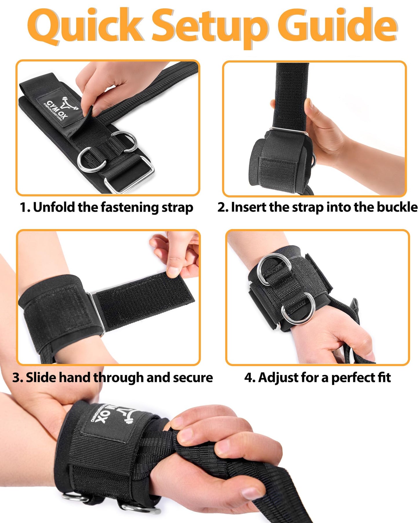 2-in-1 Weight Lifting Straps with D Ring, 7mm Neoprene Padded Wrist Support for Men & Women, Heavy Duty Gym Wrist Straps & Cable Machine Attachment for Gym, Powerlifting, Rows, Pull-ups (Black)