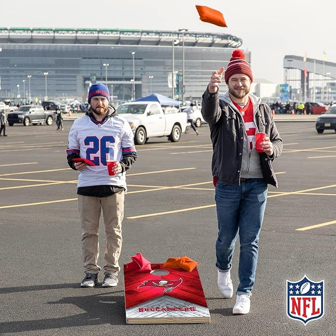 NFL Football 2' x 4' Regulation Size Solid Wood Cornhole Set with Direct Print HD Team Graphics Great Gift for Any Football Fan! Bean Bag Toss Family Outdoor Game