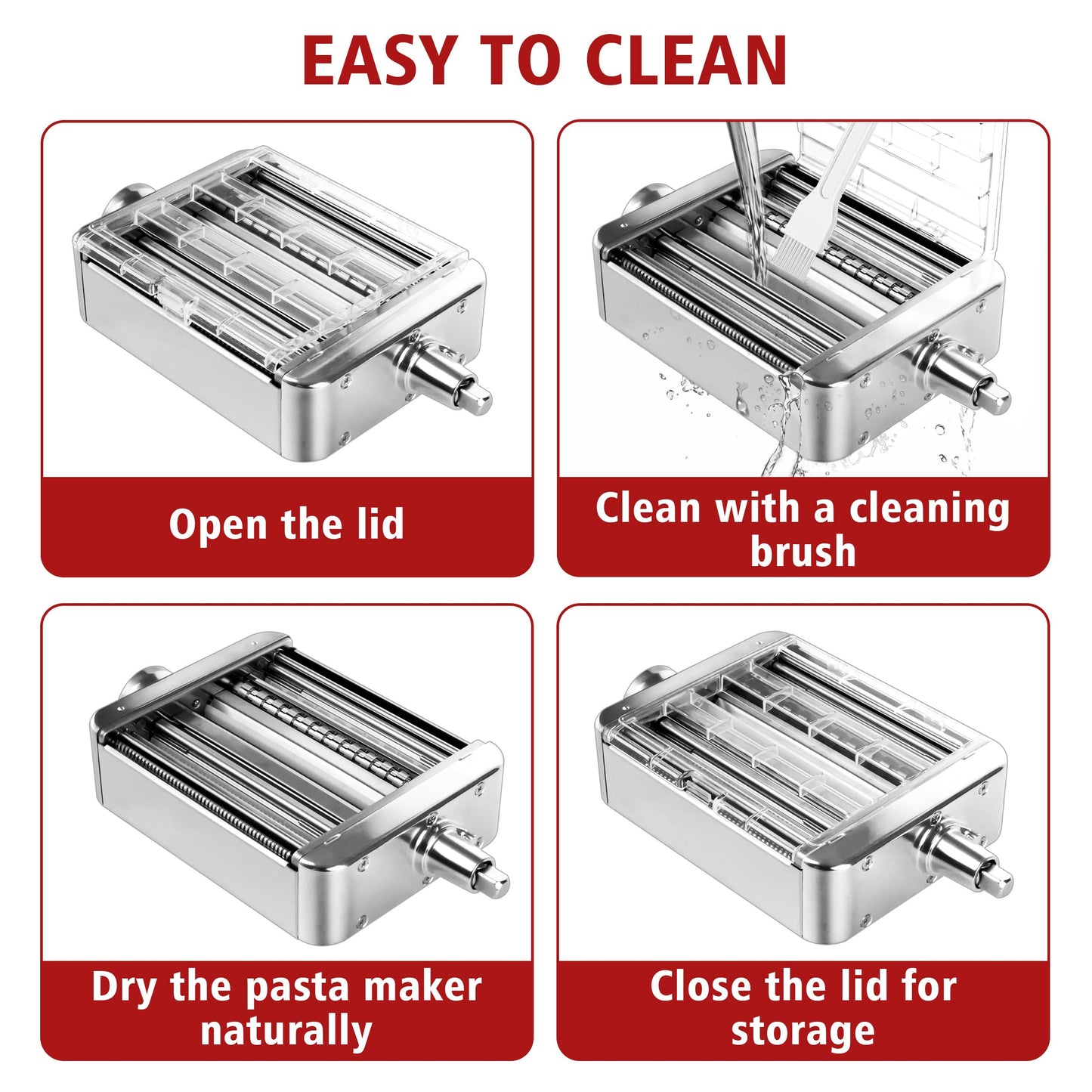 3-in-1 Metal Pasta Maker Attachment, Compatible with All KitchenAid Stand Mixers, Includes Pasta Roller, Fettuccine Cutter, and Spaghetti Cutter, Make Fresh Homemade Pasta with Ease