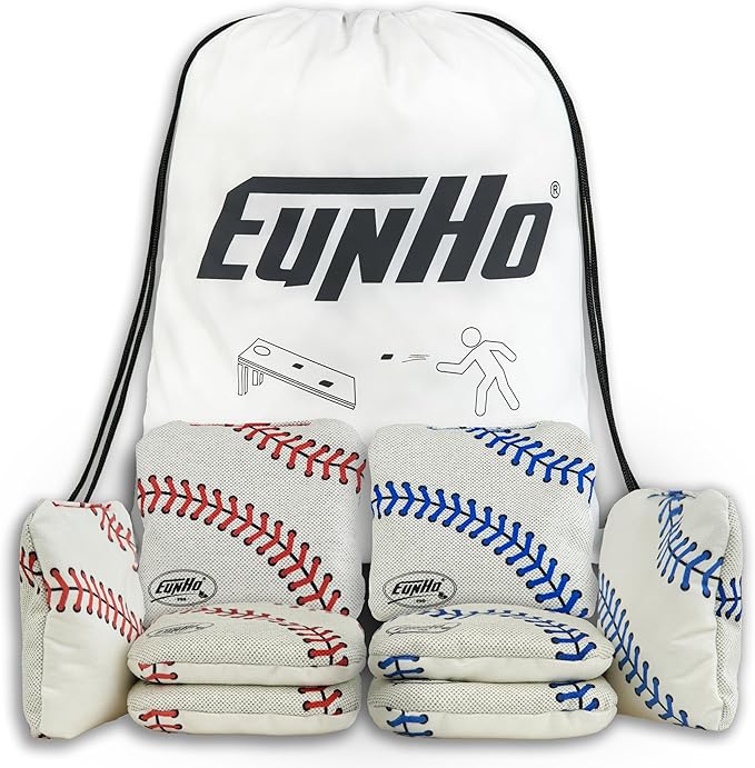 EunHo Dual Sided Cornhole Bags Regulation Set of 8 Professional Cornhole Bean Bags Slick and Stick for Tossing Game-All Weather
