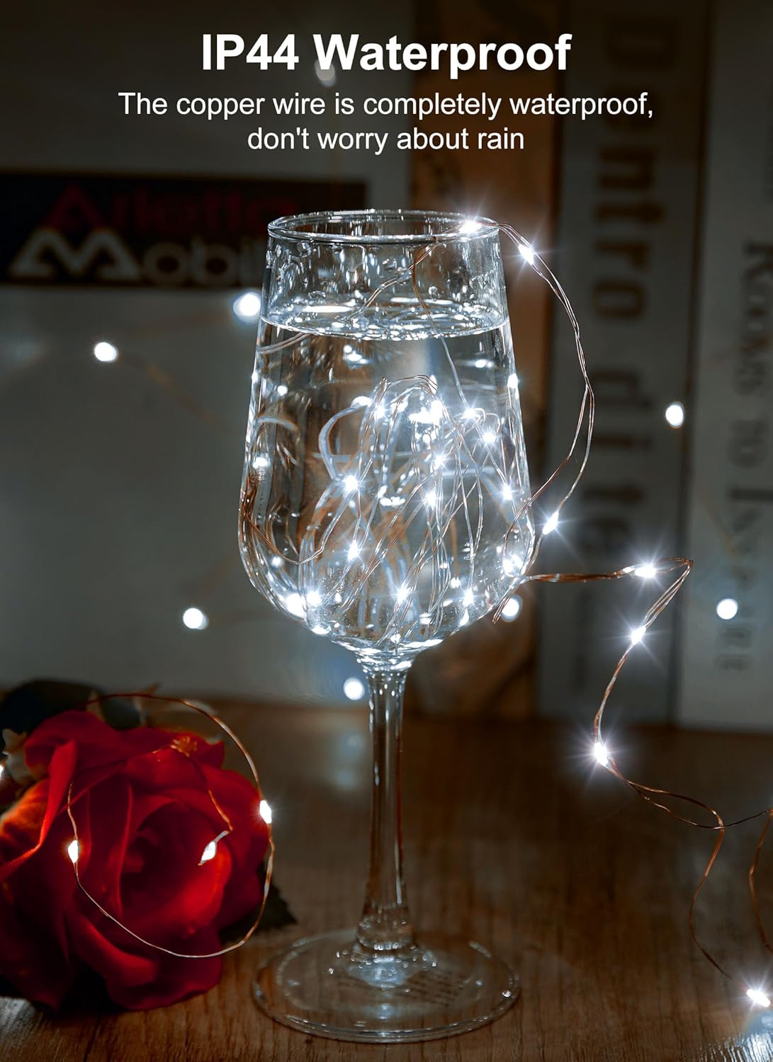 Skiennix 33Ft 100LED Outdoor String Lights - Waterproof Pure White Fairy Lights with Remote for Indoor & Outdoor Decor