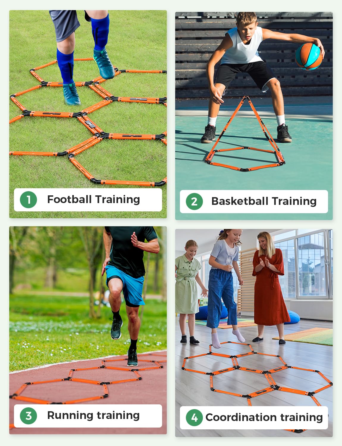 GHB Hex Agility Rings 1 Pack and 5 Pack 8" Agility Hurdles 1 Pack