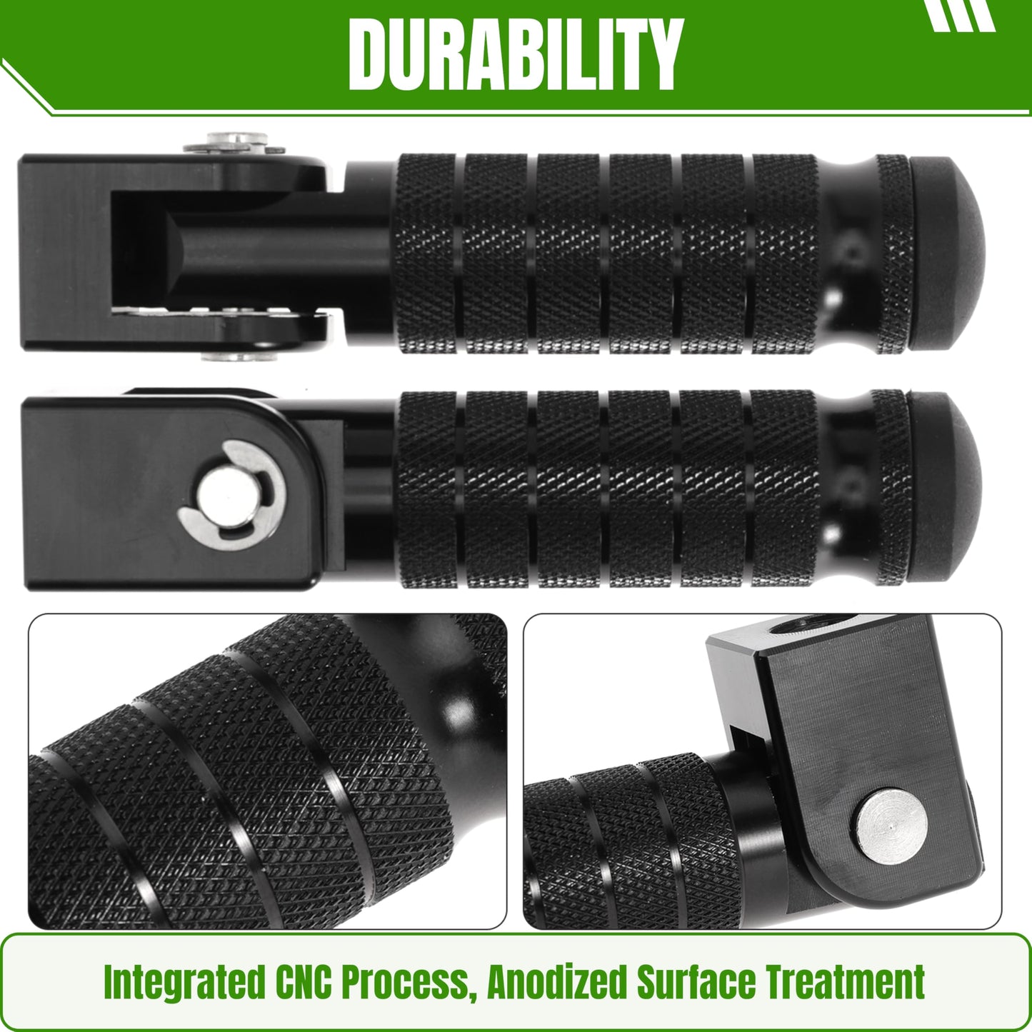 M8 Motorcycle Footrests For Yamaha For Honda For Suzuki For Aprilia 90 Degree Foldable Footpegs Motorbike MiniBike Dirt Pit Bike CNC Motorcycle Folding Footpegs Rearsets Folded Footrest (Black)