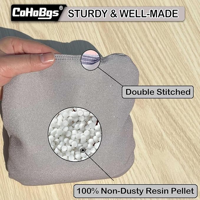 CoHoBgs Corn Hole Bags Set 8, Professional Cornhole Bags Dual-Sided Slick & Stick Resin Filled Suede and Duck Canvas Bean Bag for Cornhole Game Includes Carry Case