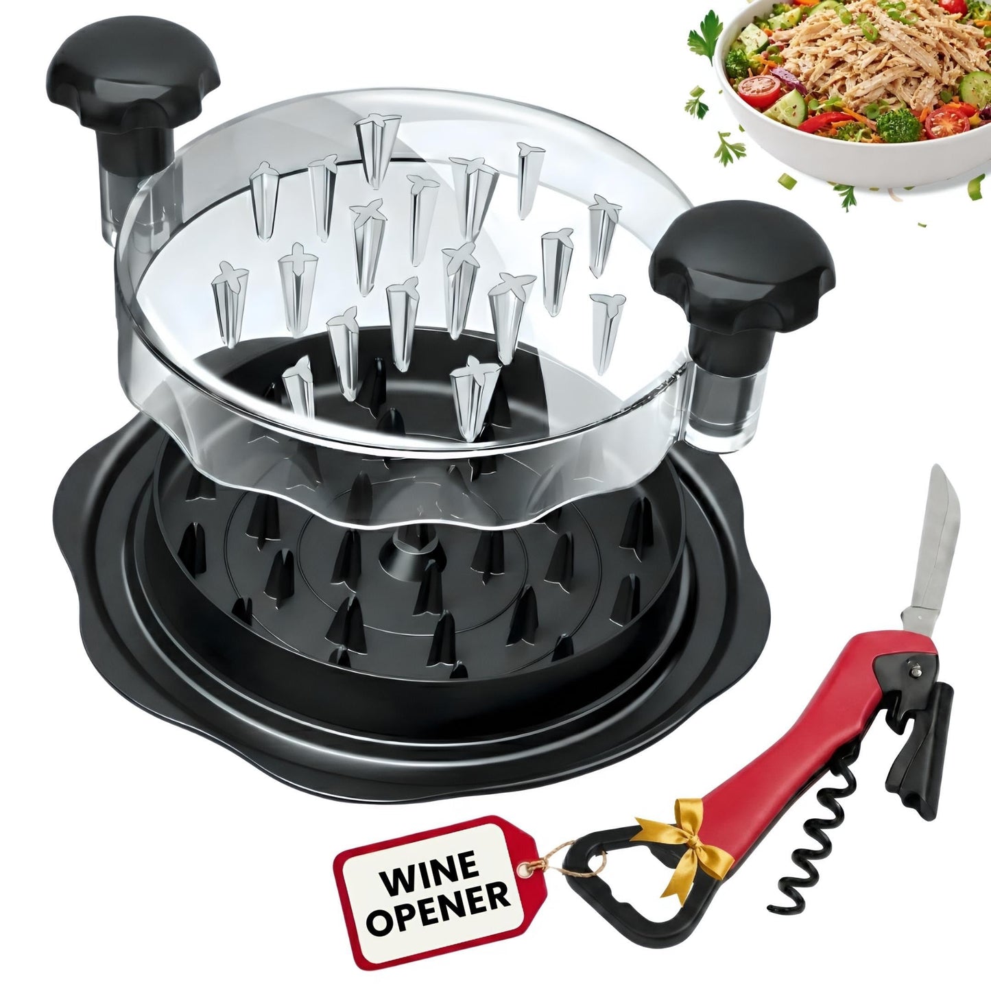 MakeMePro Chicken Shredder Tool Twist For Kitchen 10" | Manual Meat Shredder for Pulled Pork, Beef & Chicken Breast | BPA Free, Ergonomic Handle, Non-Slip Base | Desmenuzador de Pollo
