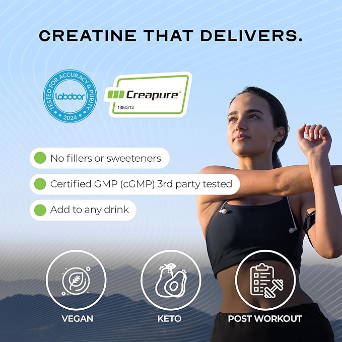 Muscle Feast Creapure Creatine Monohydrate Powder, Vegan Keto Friendly Gluten-Free, Mass Gainer, Muscle Recovery Supplement and Trusted Creatine for Muscle Growth, Creatine Powder, Unflavored, 500g