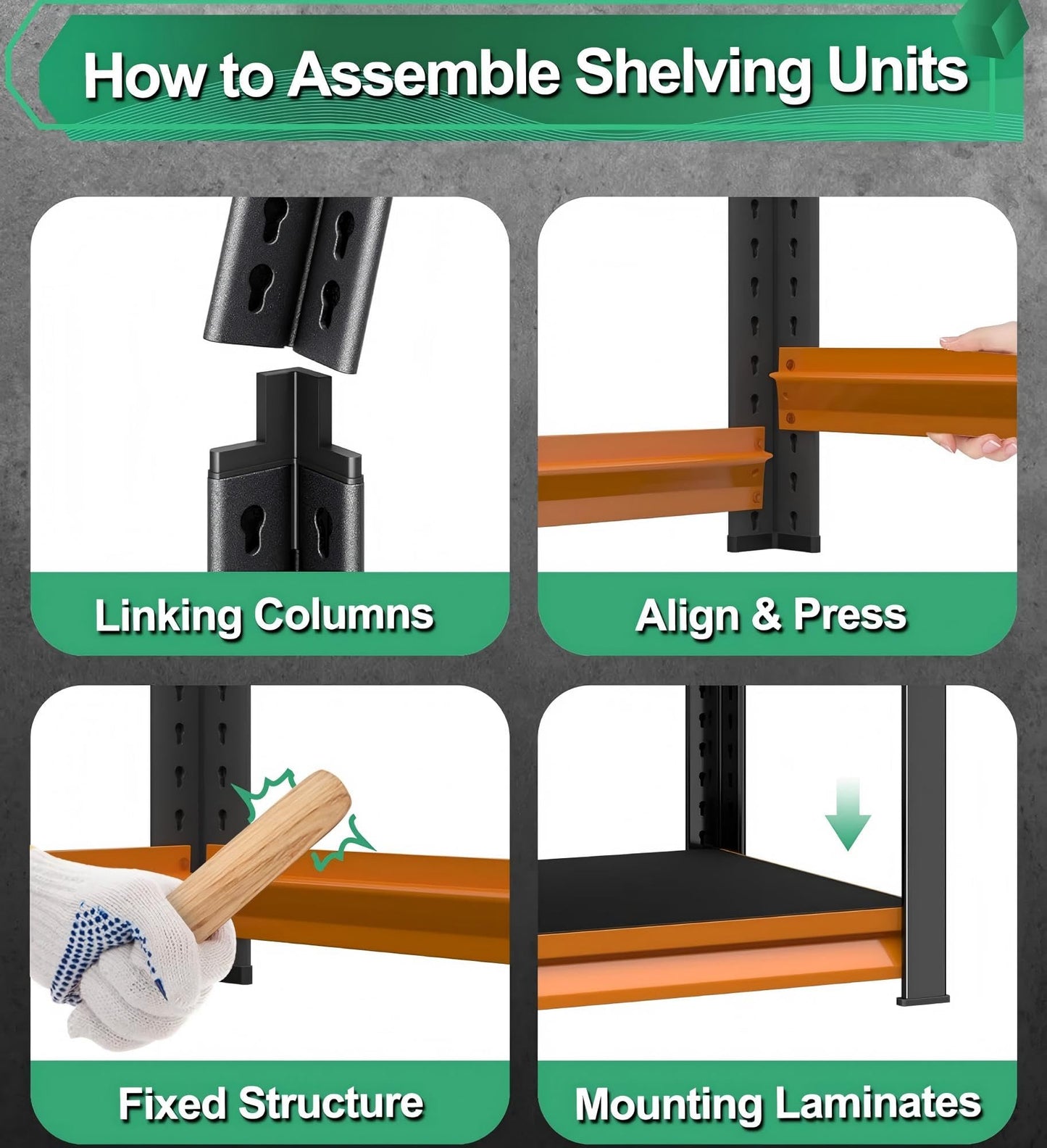 SUPPNEED 48" W Storage Garage Shelving: 1,500Lbs Black & Orange Metal Freestanding Utility Shelves, 3 Tier Adjustable Heavy Duty Rack Units 48" W x 18" D x 39" H