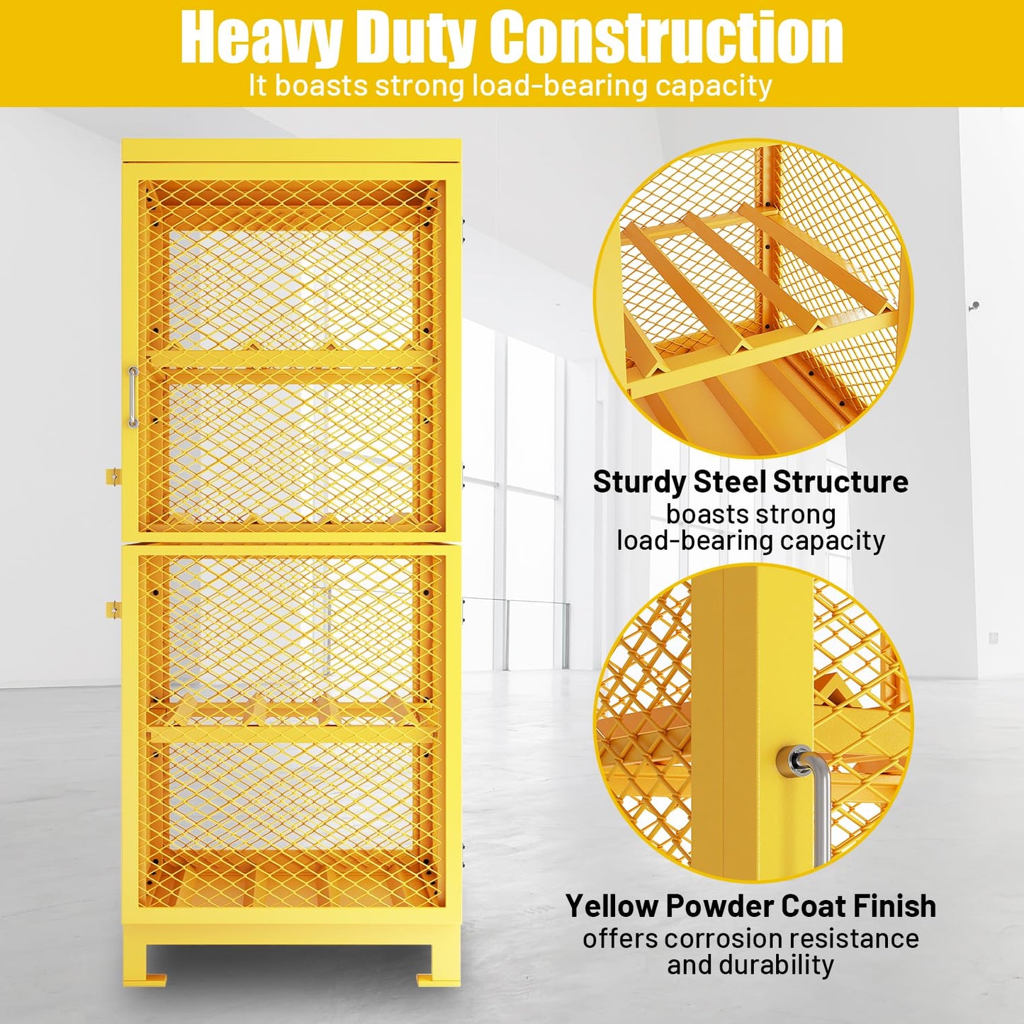 30"L x 30"W x 70"H Steel/Iron Horizontal Cylinder Storage Cabinet, 8 Cylinder Capacity, 4-Tier Propane Storage Cage, Gas Cylinder Cabinet with Lockable Single Doors,Powder Coat Finish Angle Iron Frame