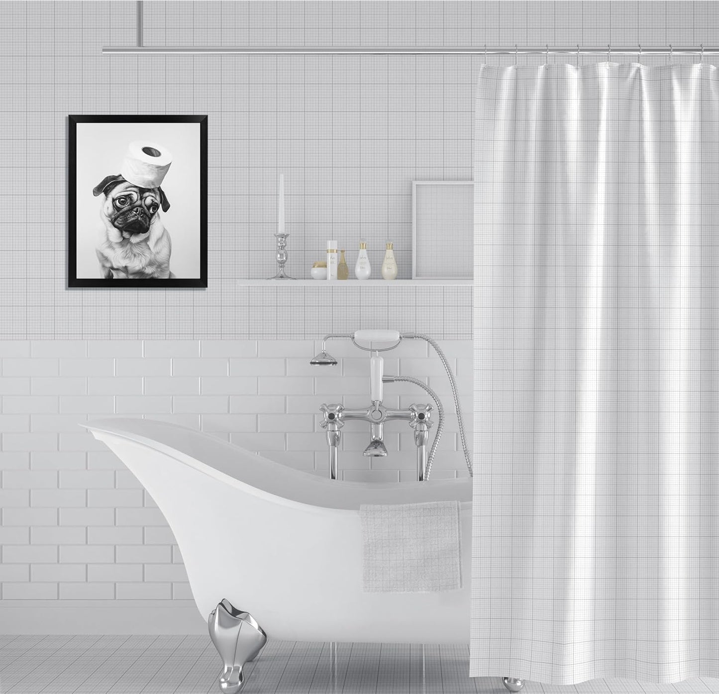 Regine Switzerland Funny Bathroom Wall Decor - Aesthetic Black and White Canvas Art | Framed