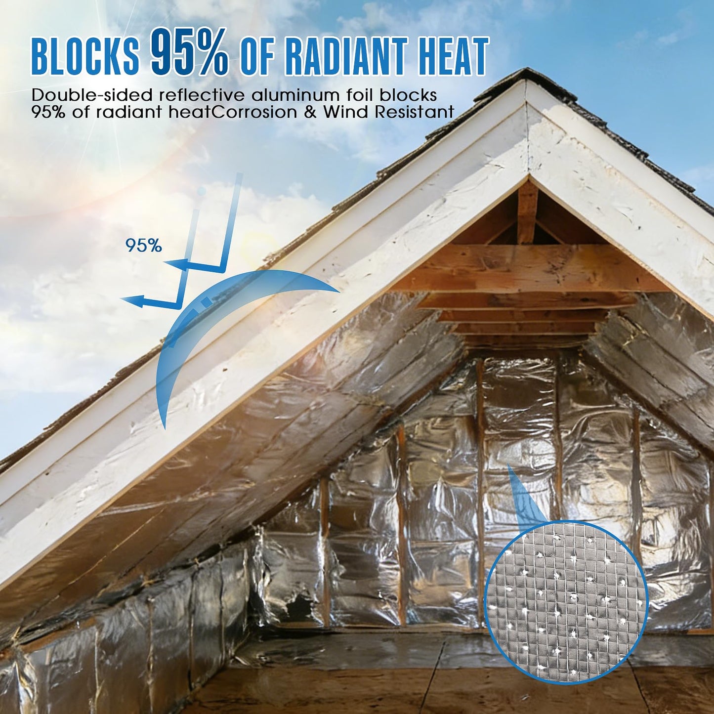 ZXQDRE Radiant Barrier Insulation Roll 1000 Sq Ft, Double Reflective Perforated Attic Foil for Heat Shield & Energy Savings, Heavy Duty Foil Insulation Thermal Barrier, Easy DIY Installation