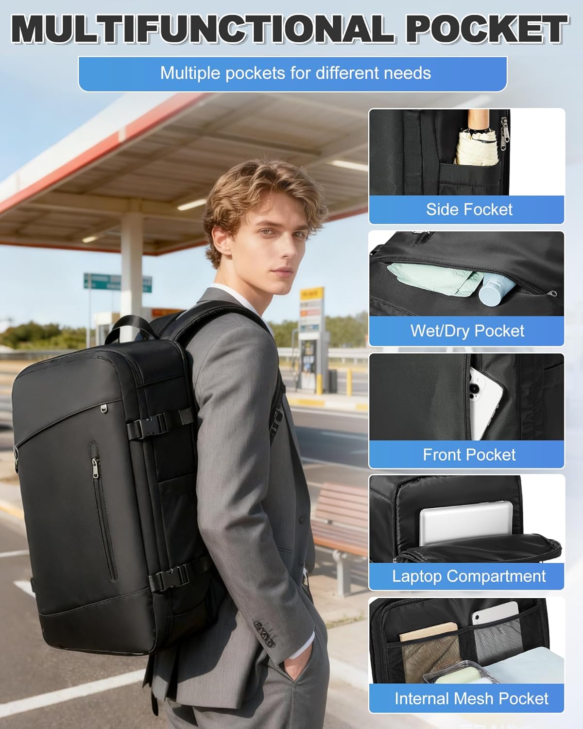 VGCUB Backpack Vacpack Daypack Vacuum Travel with Suit Bag and Air Pump Compression Carry on Flight Approved Laptop