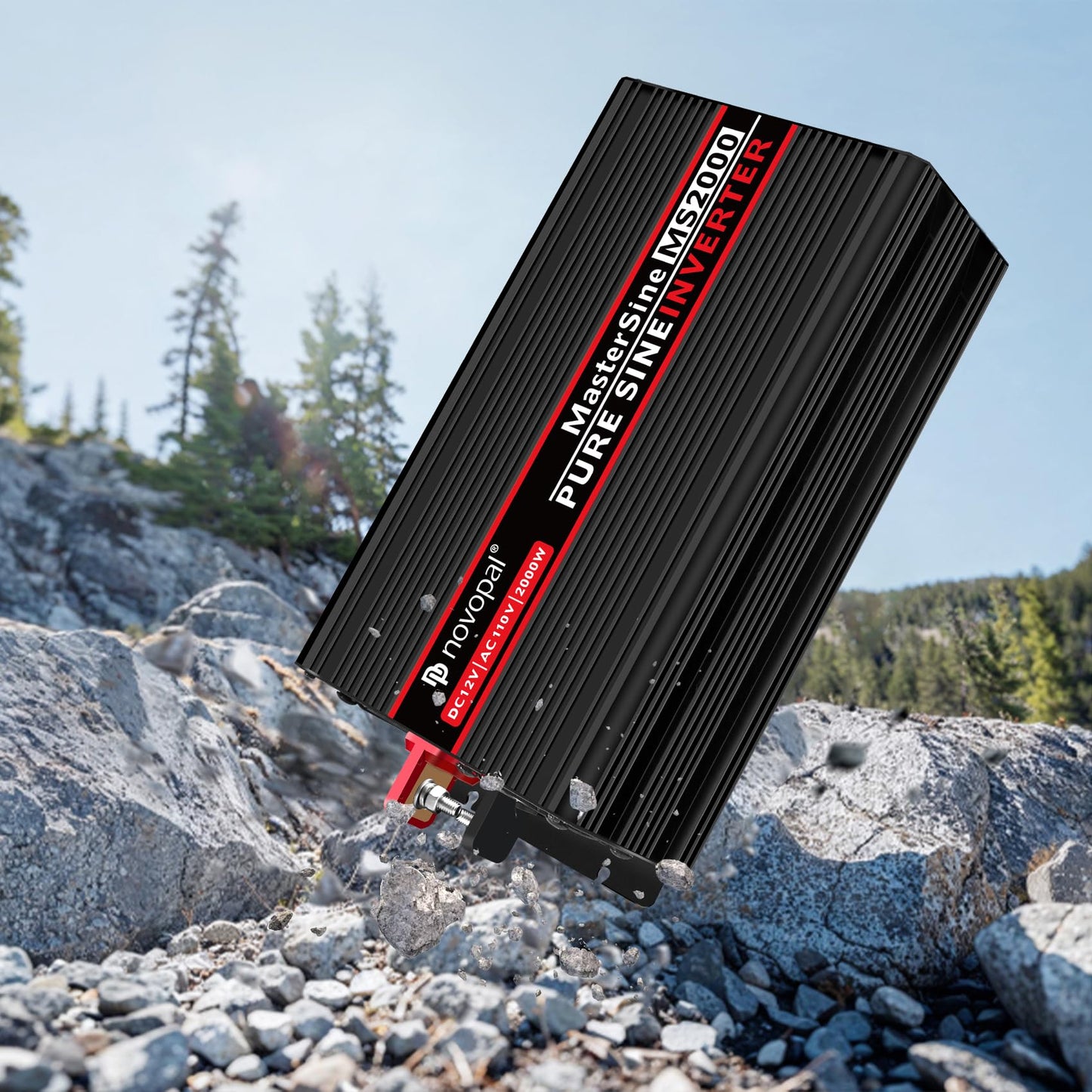 NOVOPAL 2000W Pure Sine Wave Power Inverter 2000 Watt 12V DC to 110V 120V AC,4 AC Outlets, 1 x USB Ports for Off-Grid Solar Car RV Truck Boat with 16FT Wired Remote