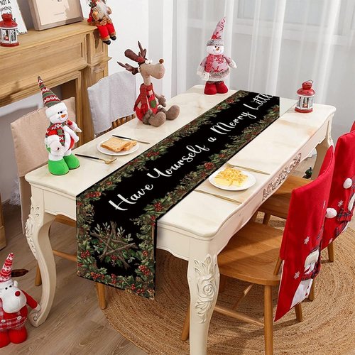 GAGEC Christmas Table Runner - Festive Yule Decor for Home & Dining Room | 72 Inches