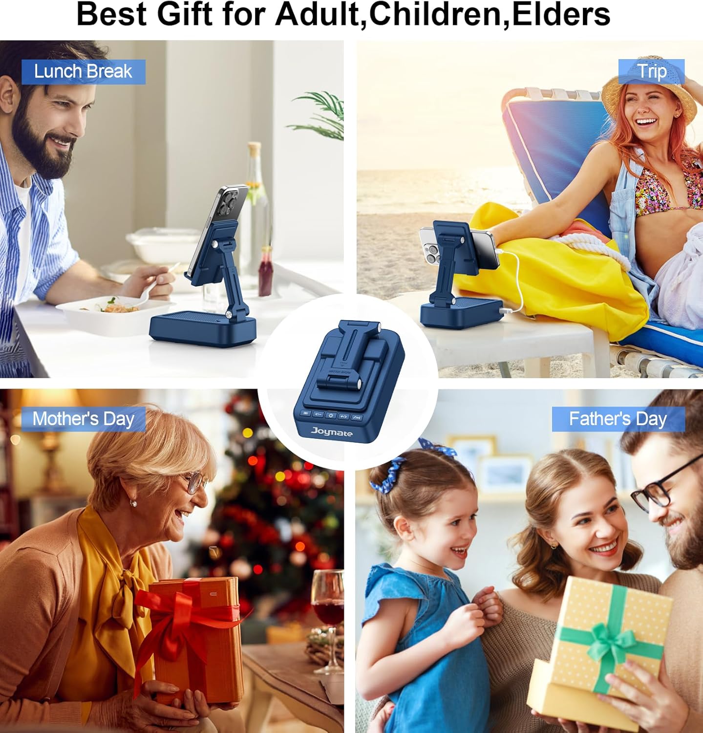 Joymate 360 Gifts for Men Women, Bluetooth Speaker Phone Stand with Charging Function Rotable Adjustable Cell Phone