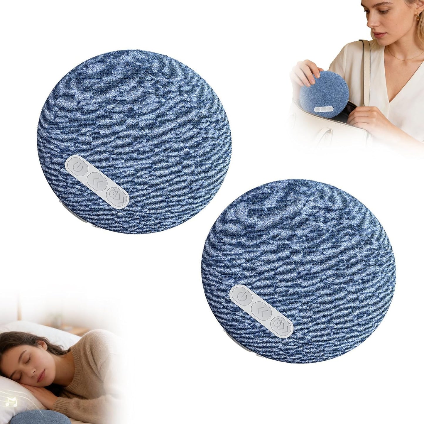 Generic (Blue-2) Bluetooth Pillow Speaker for Sleeping - Mini Portable Under Pillow Speaker with White Noise & Timer