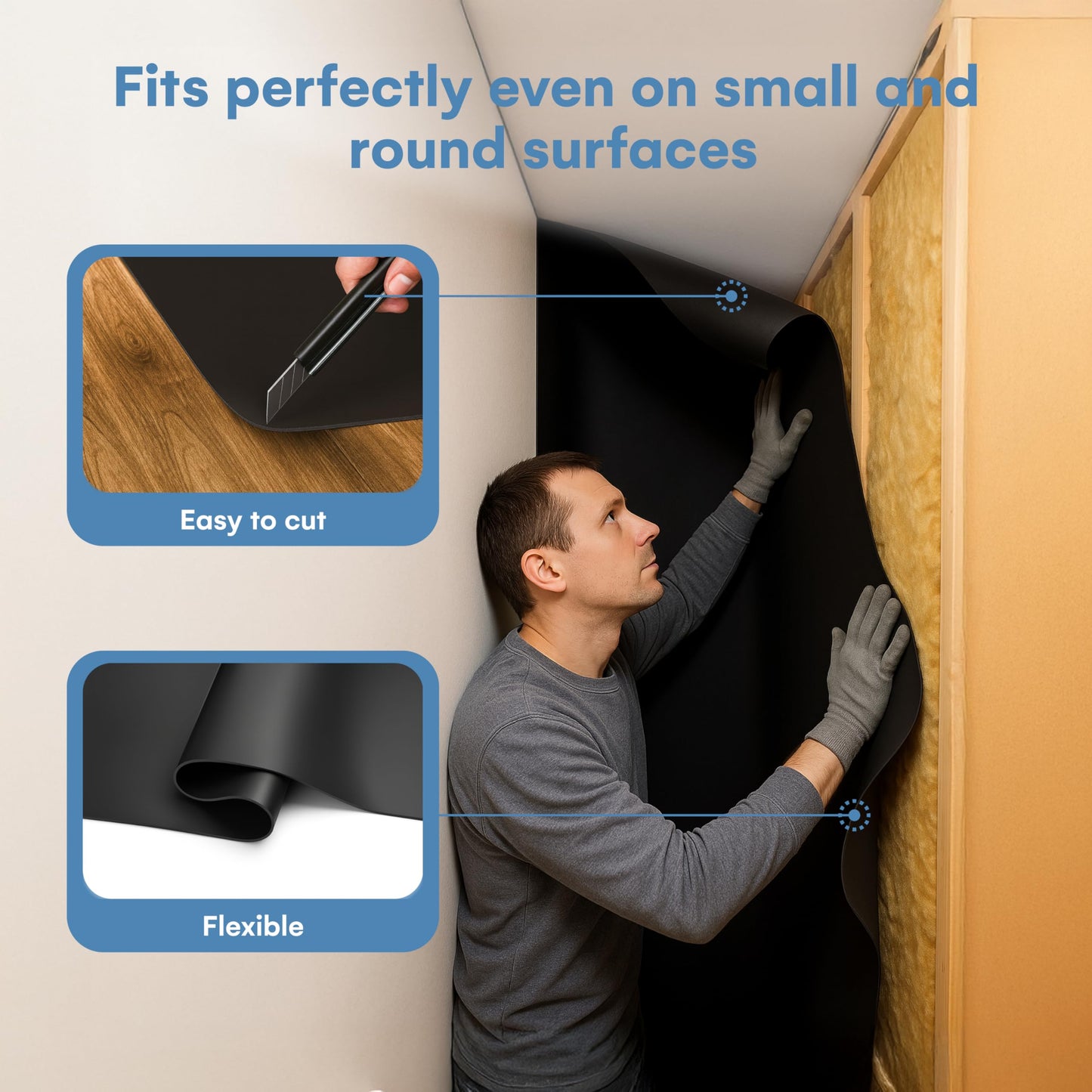 flybold Soundproofing Material Mass Loaded Vinyl 1.1 Lb Wall Soundproof Floor Outdoor Sound Barrier MLV with Acoustic Noise Barrier for Sound Proof Door Ceiling Cars (1.1 Lb 100 Sq. Ft)
