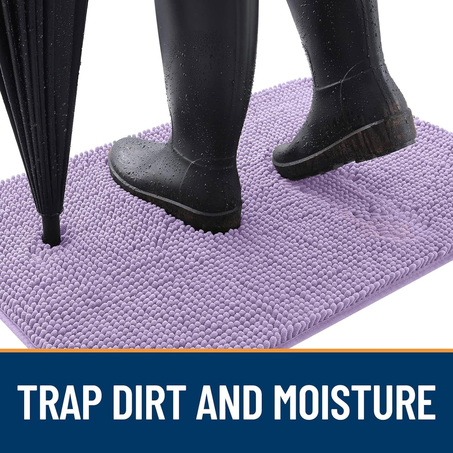OLANLY Dog Door Mat - Absorbent Non-Slip Mud Mat for Indoor Use | Quick Dry Chenille, 47x32, Lavender