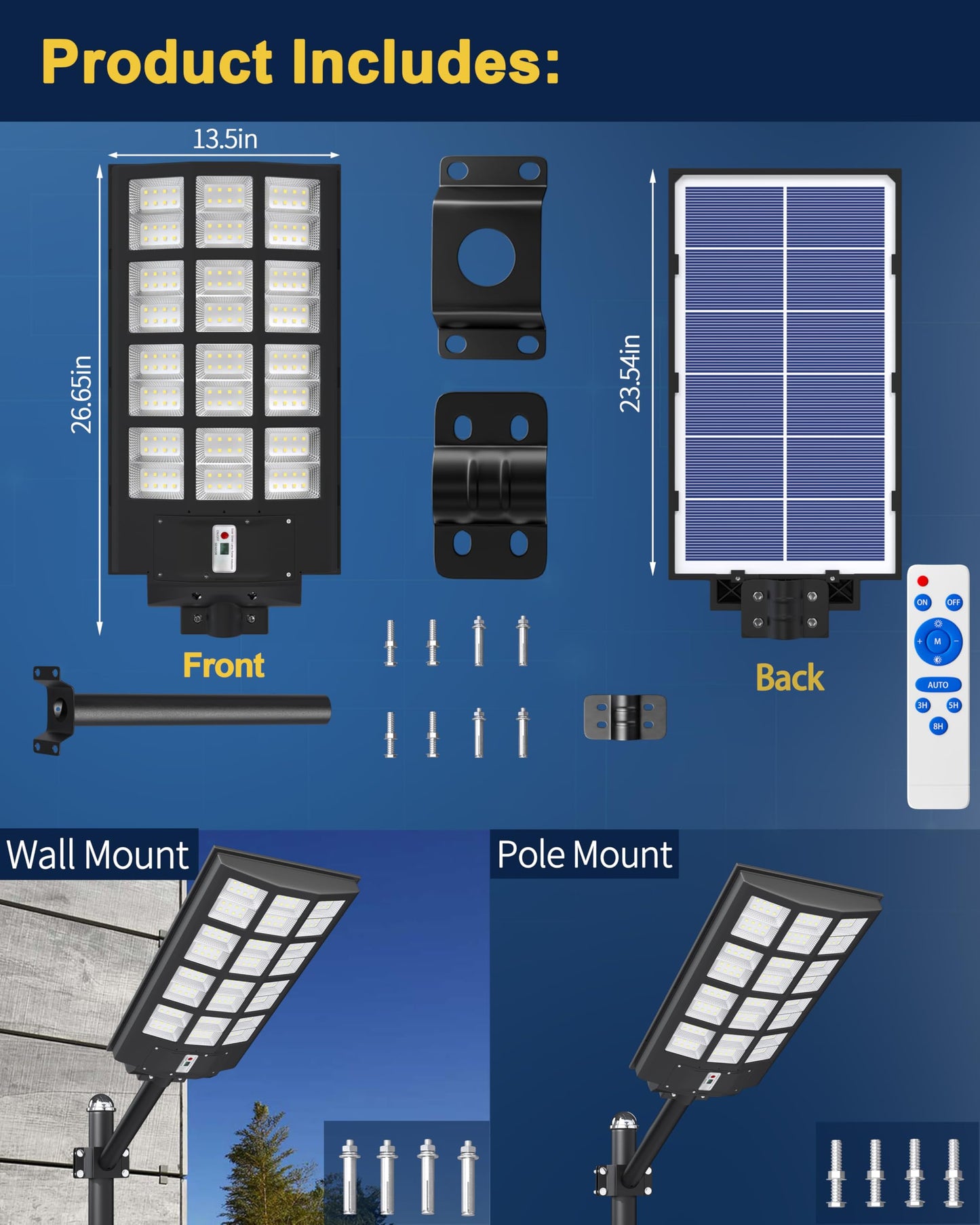 Ofuray Solar Street Lights Outdoor,Solar Security Flood Lights Parking Lot Lights Commercial Dusk to Dawn, 6500k Waterproof Led with Remote Control Motion for Street,Court,Barn (Of-5600W 560000Lm)