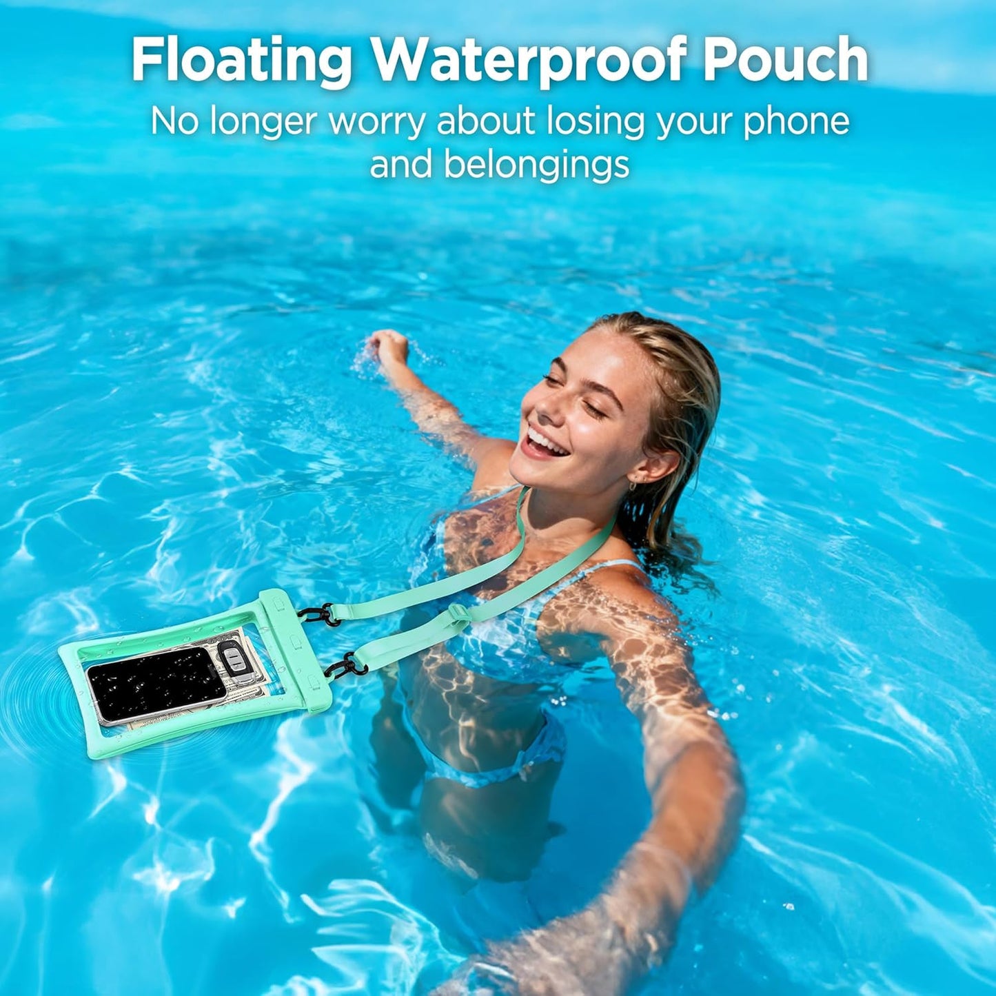 CACOE IPX8 2 Pack-Up 10.0",Adjustable [Floatable Floating Universal Waterproof Phone case to Lanyard Phone