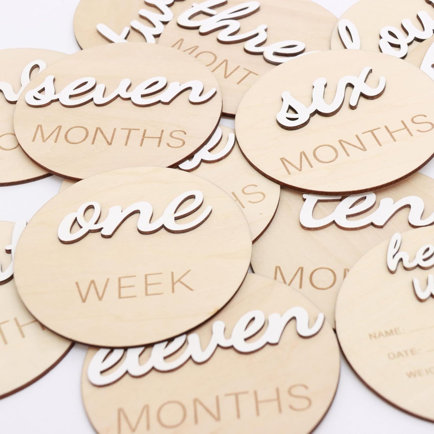 3D Wooden Monthly Milestone Cards, Baby Monthly Milestone Marker Cards, Newborn Memento Milestone to Document Baby's