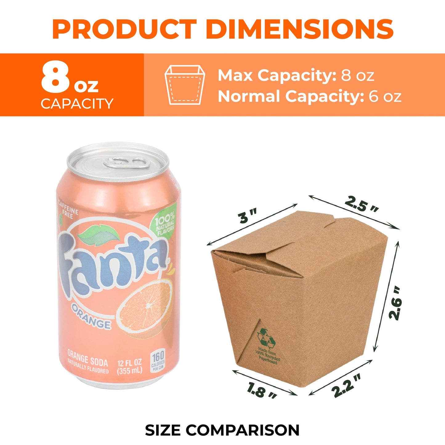 Fit Meal Prep 50 Pack 16 oz Chinese Take Out Boxes - 3.8x3” Plain Kraft Paperboard Food Containers, Leak and Grease Resistant Half Quart Size Asian Rectangle To Go Boxes, Candy Buffet Box and Party