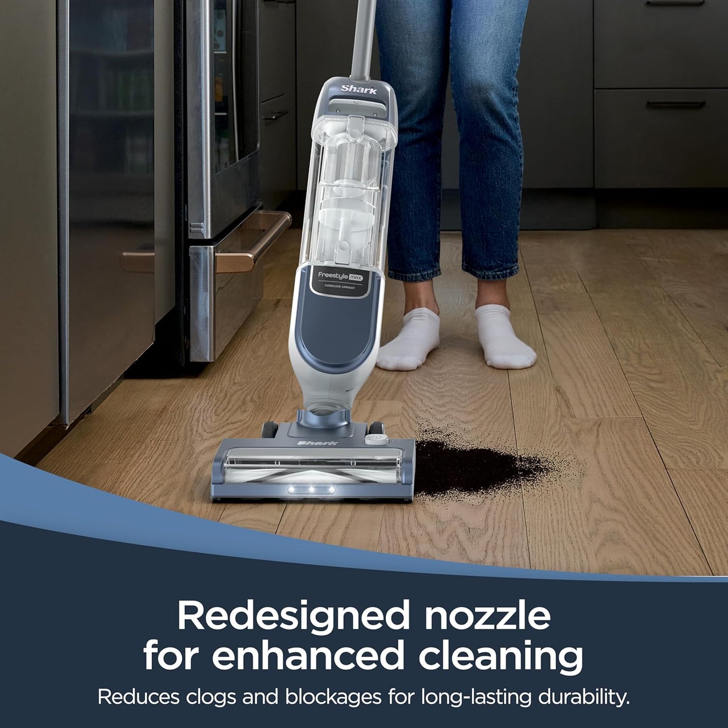 Shark Freestyle Max Cordless Vacuum - Lightweight Multi-Surface Cleaner with Large Dust Cup & LED Headlights | Nordic Blue, SV2002