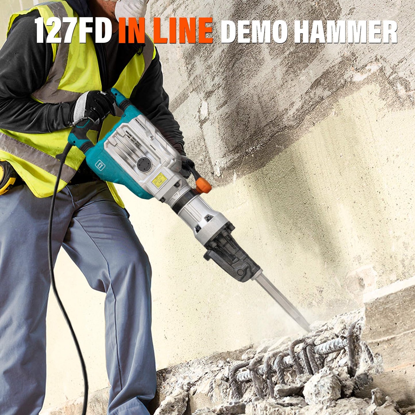 Berserker 40-Pound 1-1/8" Hex Shank Demolition Jack Hammer, 1700W 14.5-Amp Heavy Duty Concrete/Pavement Breaker with Carrying Case Flat Chisel & 2 Bull Point Chisel