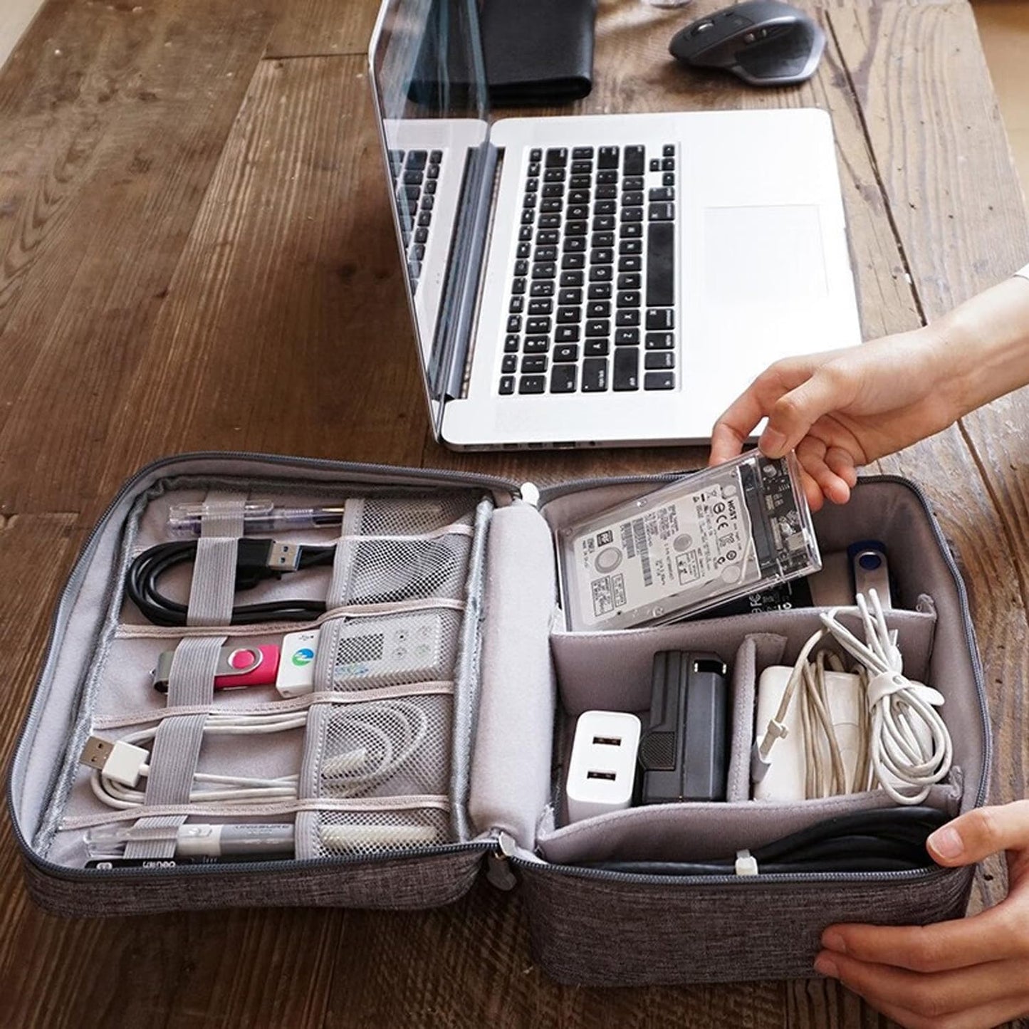 Versatile Organizer Case for Small Electronics and Cables