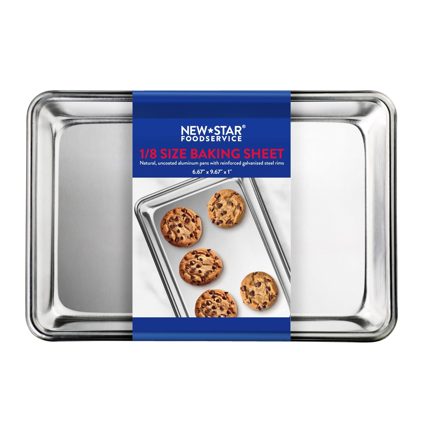 New Star Foodservice Commercial-Grade 18-Gauge Aluminum Sheet Pan/Bun Pan (9 2/3 W x6 2/3 L x1 H (1/8 size))