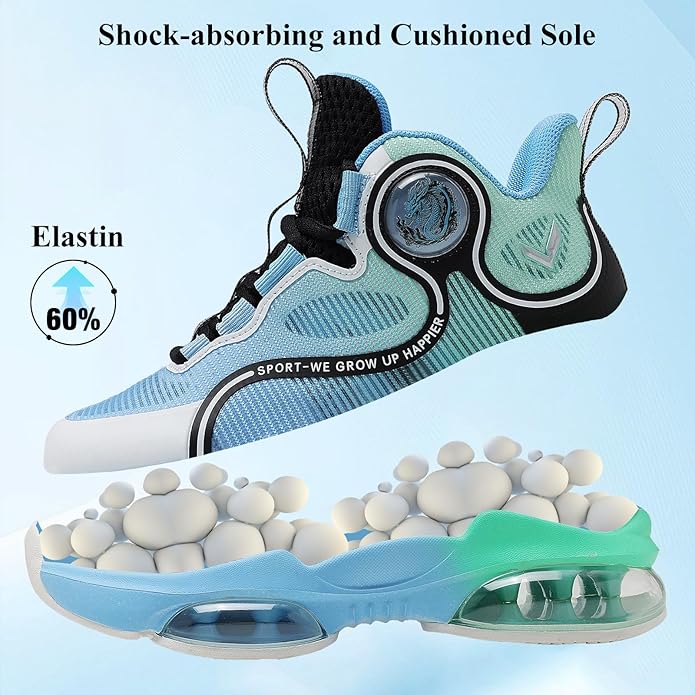 VITUOFLY Kids Basketball Shoes Boys Air Cushion Sneakers Girls Mid Top School Hoops Shoes Non-Slip Outdoor Sports Running Gym Comfortable Durable Little Kid/Big Kid