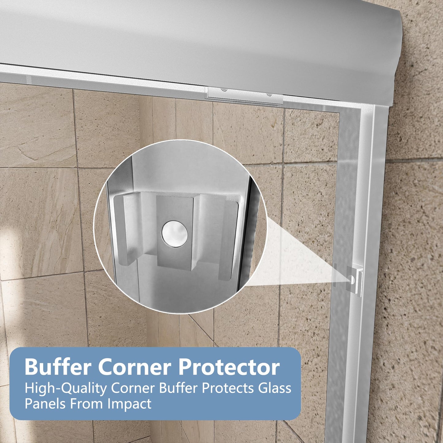 Trumbeak Double Sliding 44-48" W×72" H Shower Door,Semi-Frameless Sliding Glass Shower Door with 1/4''(6mm) Clear SGCC Tempered Glass,for Walk-in Shower Enclosure,Brushed Silvery