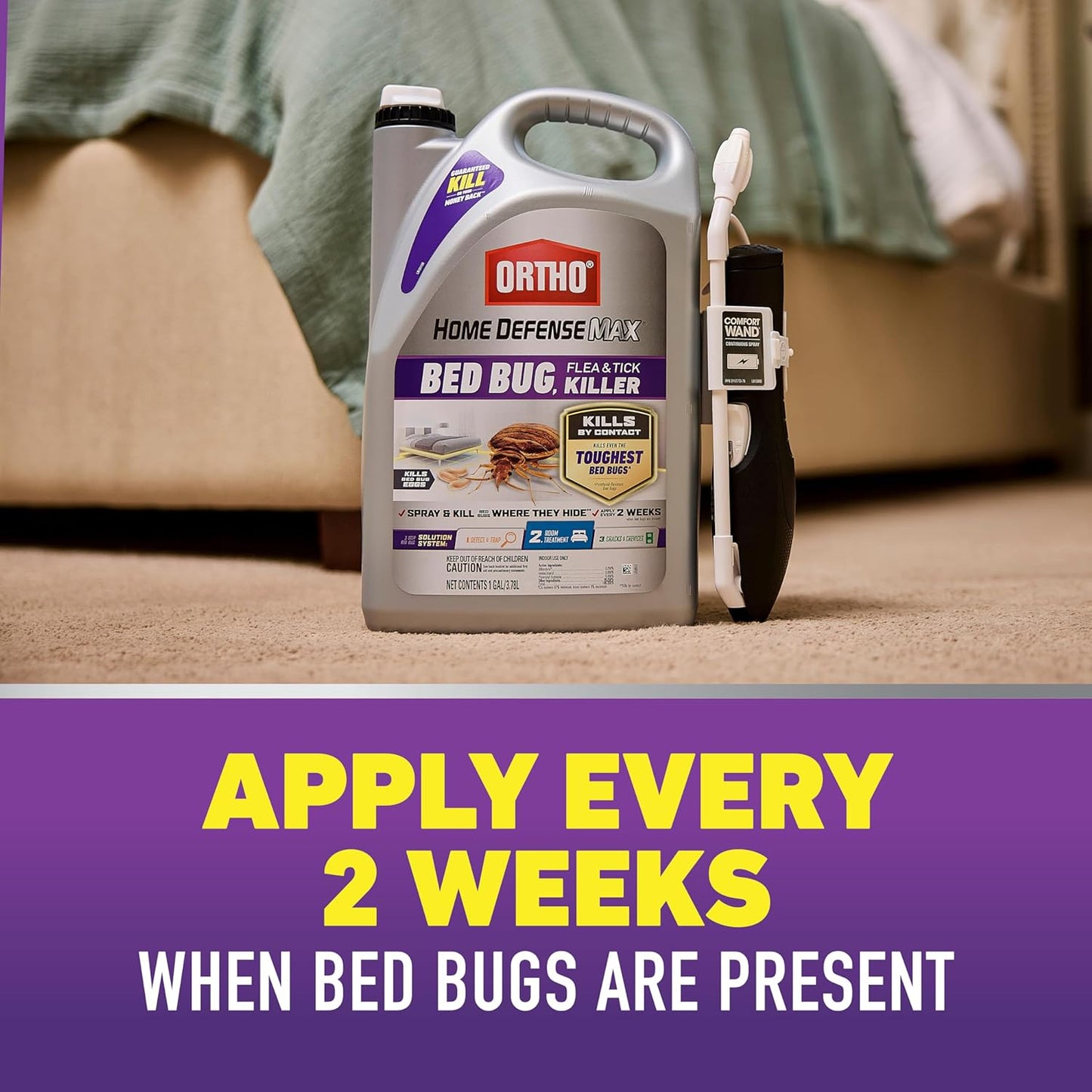 Ortho Home Defense Max Insect Spray - Kills Bed Bugs, Fleas & Ticks with Comfort Wand | 1 Gallon Ready-to-Use