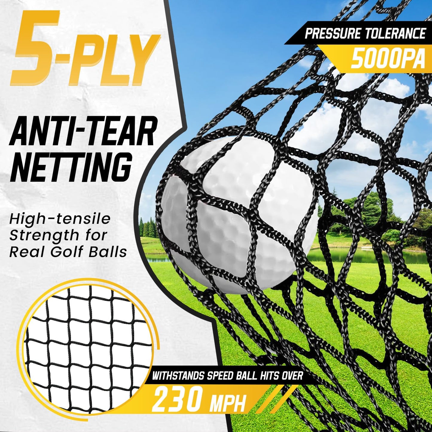 Mangostar Golf Net, 10x7ft Heavy Duty Golf Practice Net for Backyard Driving Real Golf Balls with Target Cloth and Carry Bag, Indoor Outdoor Golf Hitting Training Set Ideal Gift for Golfers