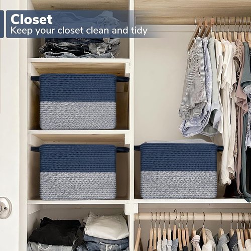 Goodpick Cube Storage Bins - Versatile Woven Baskets for Closet & Office | 13'' x 10'' x 9''