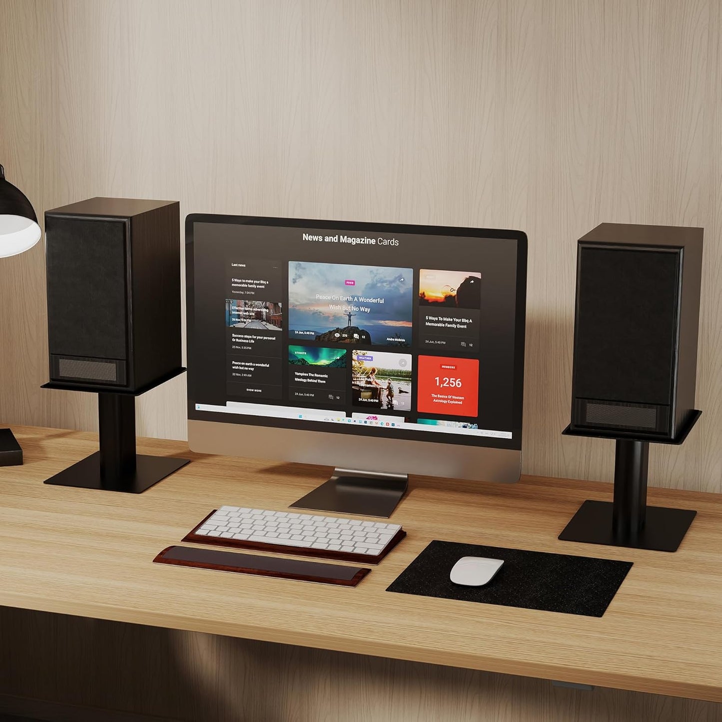 suptek 7.9 6.5" 6.1" SDM003MB x Universal Desktop Speaker Stands Pair for Bookshelf & Desktop Speakers Tall Sturdy Base