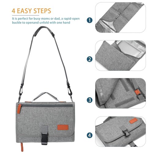 EXLIFBAG Portable Changing Pad - Waterproof Travel Diaper Mat with Shoulder Strap for Newborns